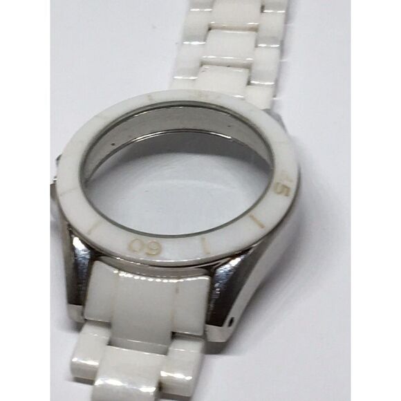 Michael Kors Ceramic Watch Bracelet Case Links Parts Band 18mm White A629 - Picture 5 of 8